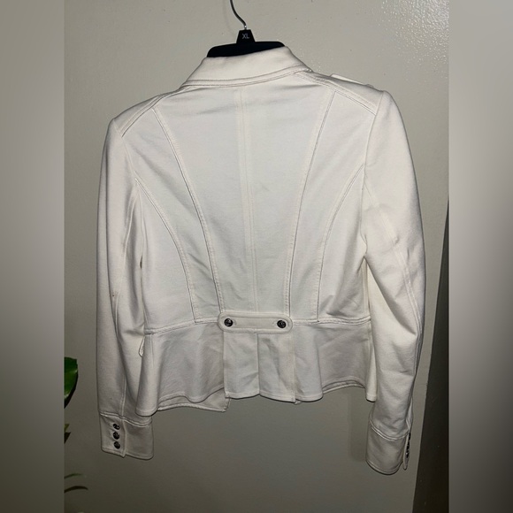White House Black Market  motorcycle style zippered jacket Blazer size 4 White - Picture 6 of 6